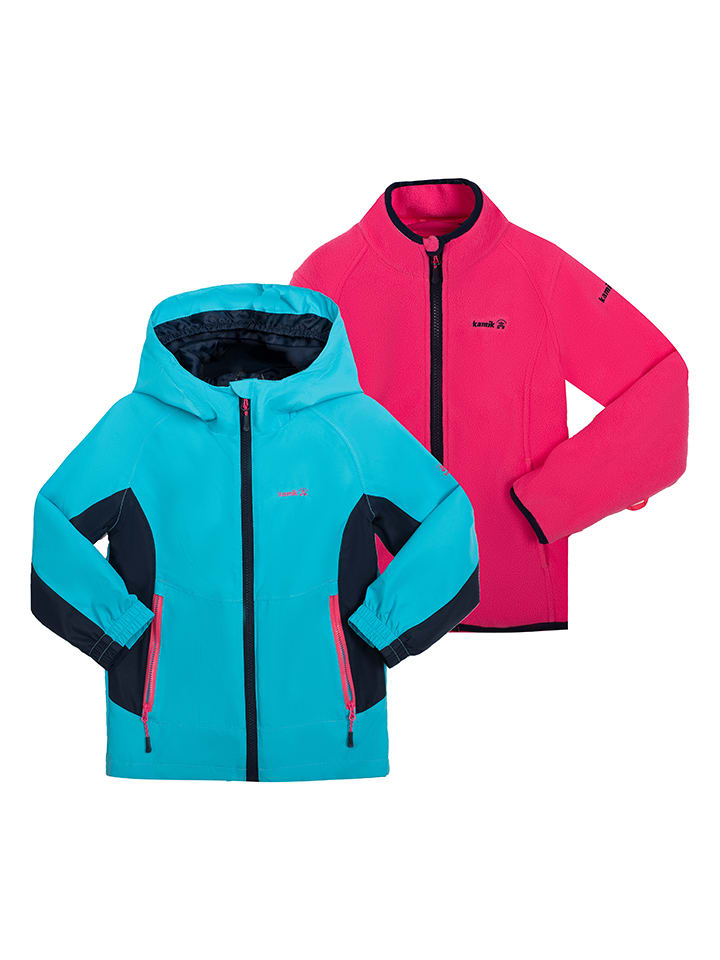 3-in-1 regenjas "Aubrey" turquoise/roze