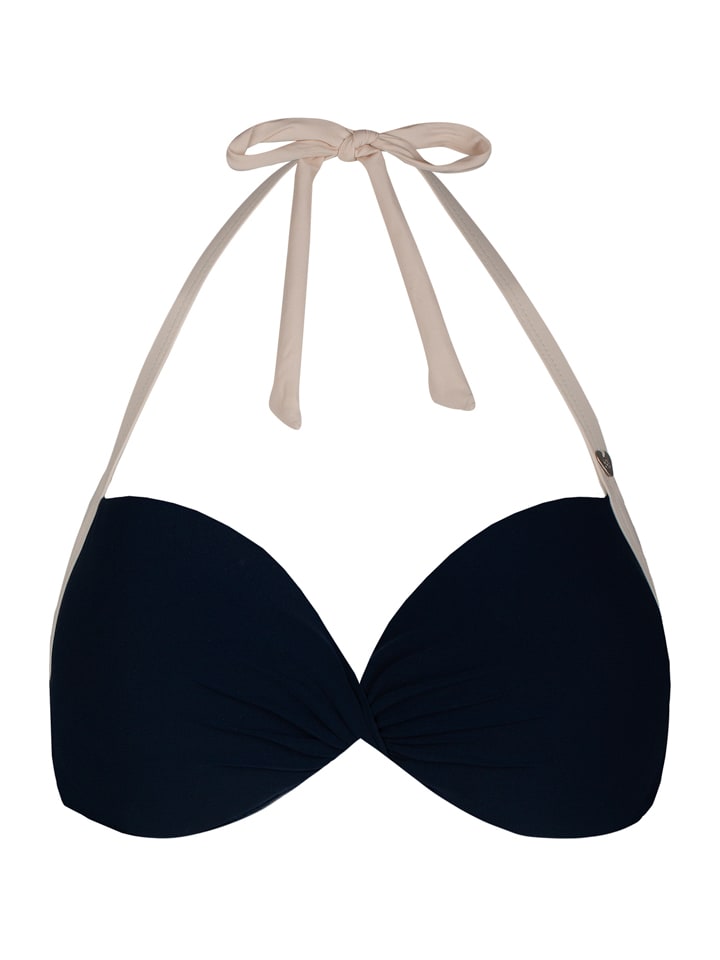 Biustonosz bikini w kolorze granatowo-kremowym