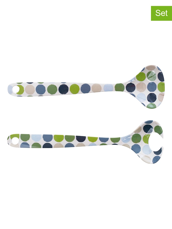 2er-Set: Salatbesteck "Niki" in Grün/ Blau - (L)26,5 cm