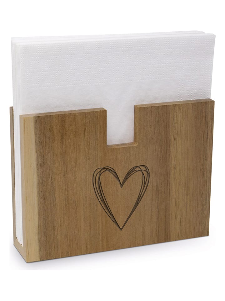 Servethouder "Pure Heart" lichtbruin - (L)16,5 x (B)12 cm