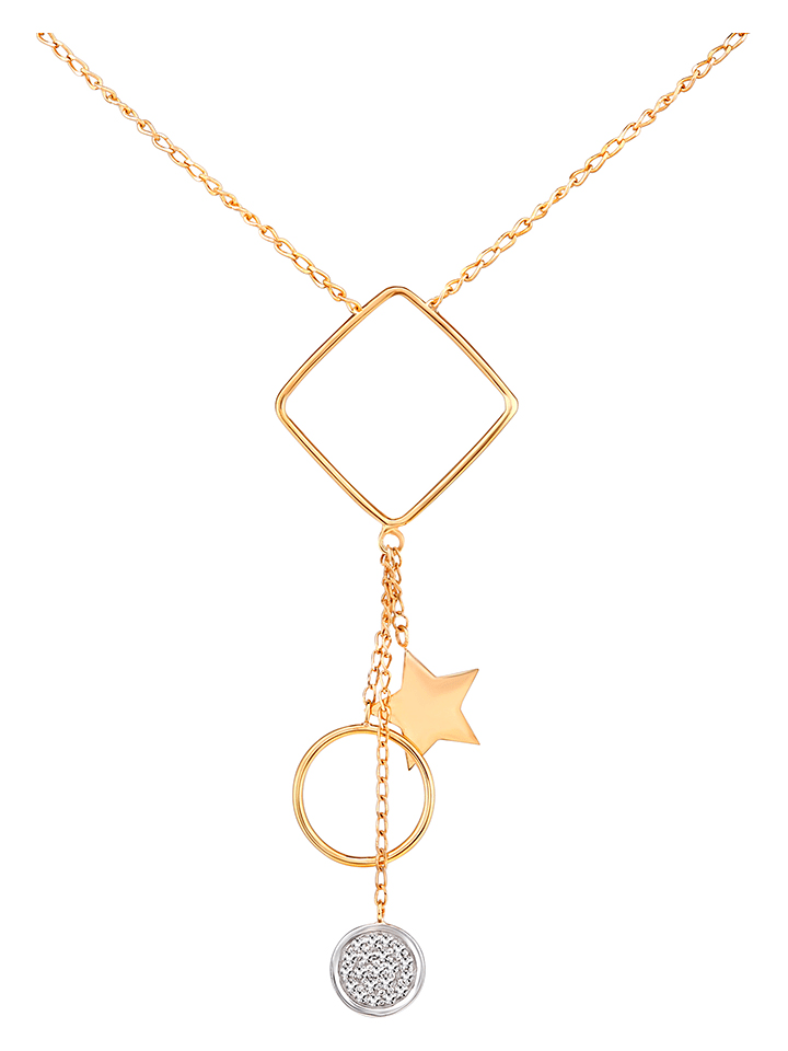 Gouden ketting met diamanten hanger - (L)42 cm