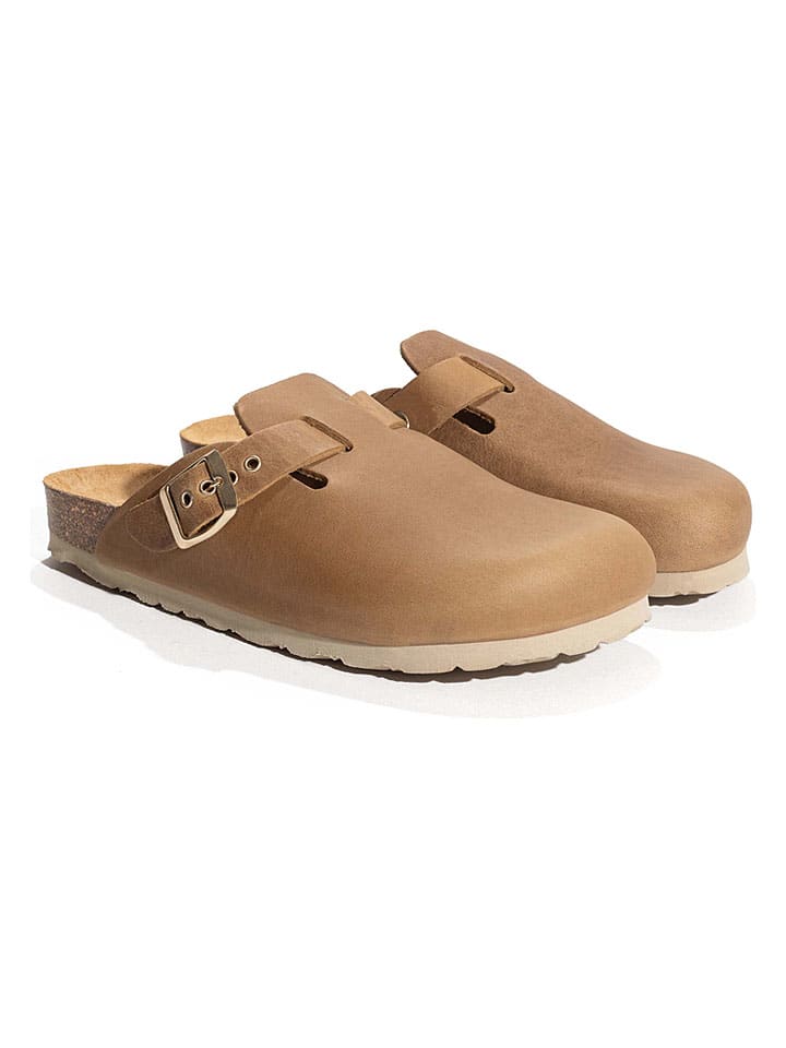 Leder-Clogs "Molky" in Hellbraun