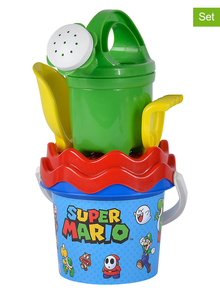 Simba Space Baby 107114607 - Set di secchi, 6 pezzi, secchio, colino, forma di sabbia, pala, rastrello, irrigatore, 11 cm, diametro: 14 cm, a partire da 10 mesi