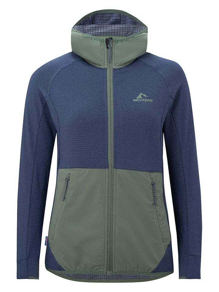 Fleece vest "Thingvellir" donkerblauw/groen