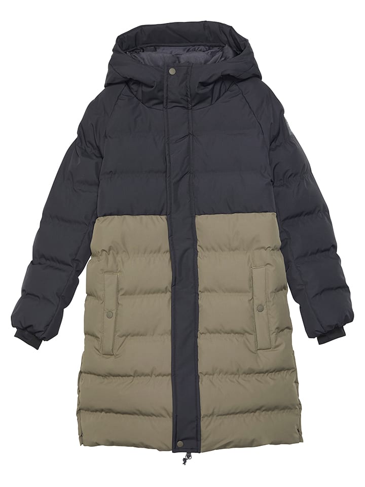 Wintermantel in Schwarz/ Khaki