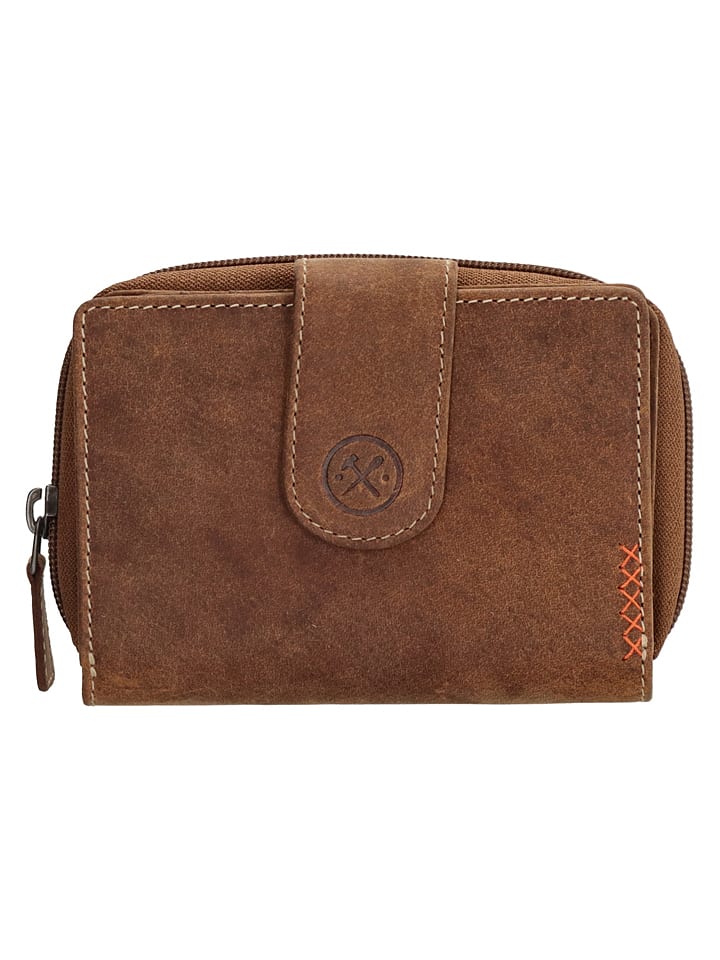 Leren portemonnee lichtbruin - (B)12,5 x (H)9 x (D)3,5 cm