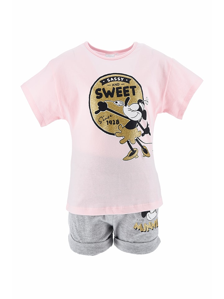 2tlg. Outfit "Minnie" in Rosa/ Grau