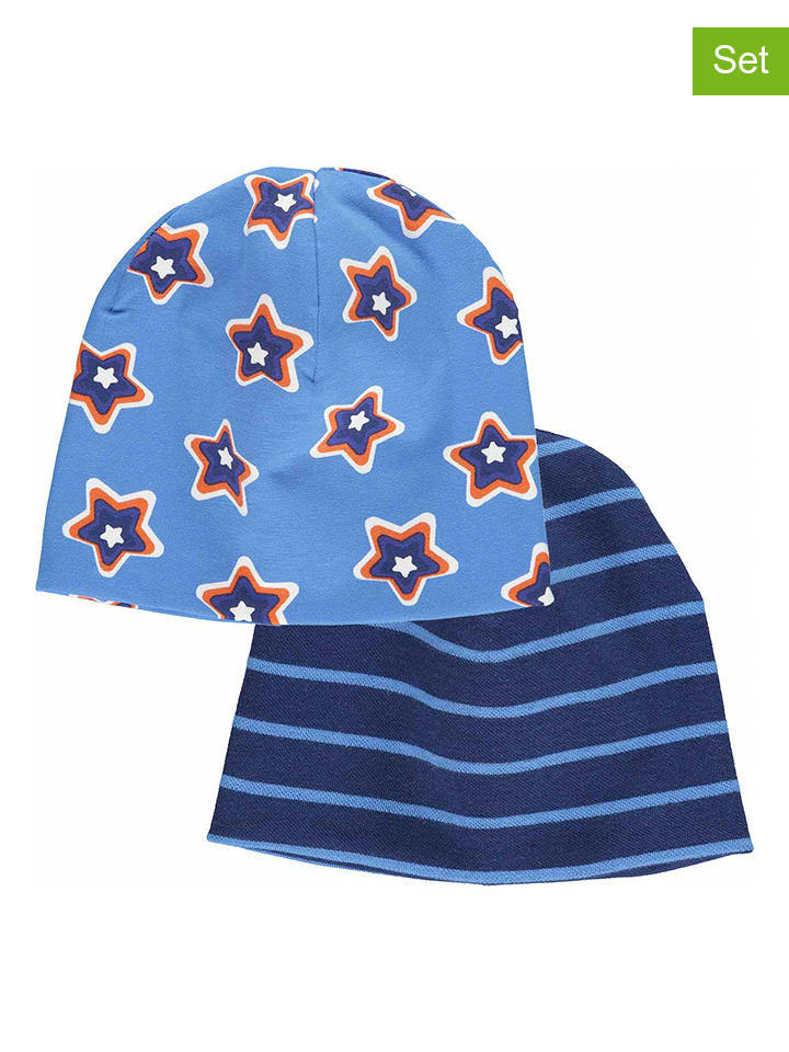 2er-Set: Beanie "Star" in Hellblau/ Dunkelblau