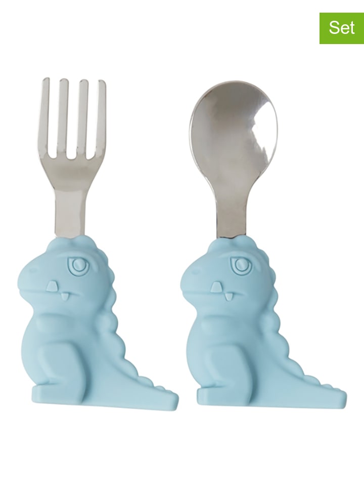 2tlg. Kinderbesteck-Set in Hellblau - (L)19 cm