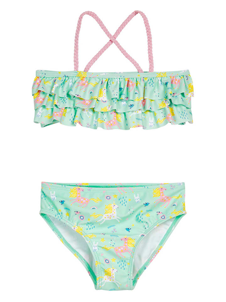 Bikini w kolorze miętowym ze wzorem