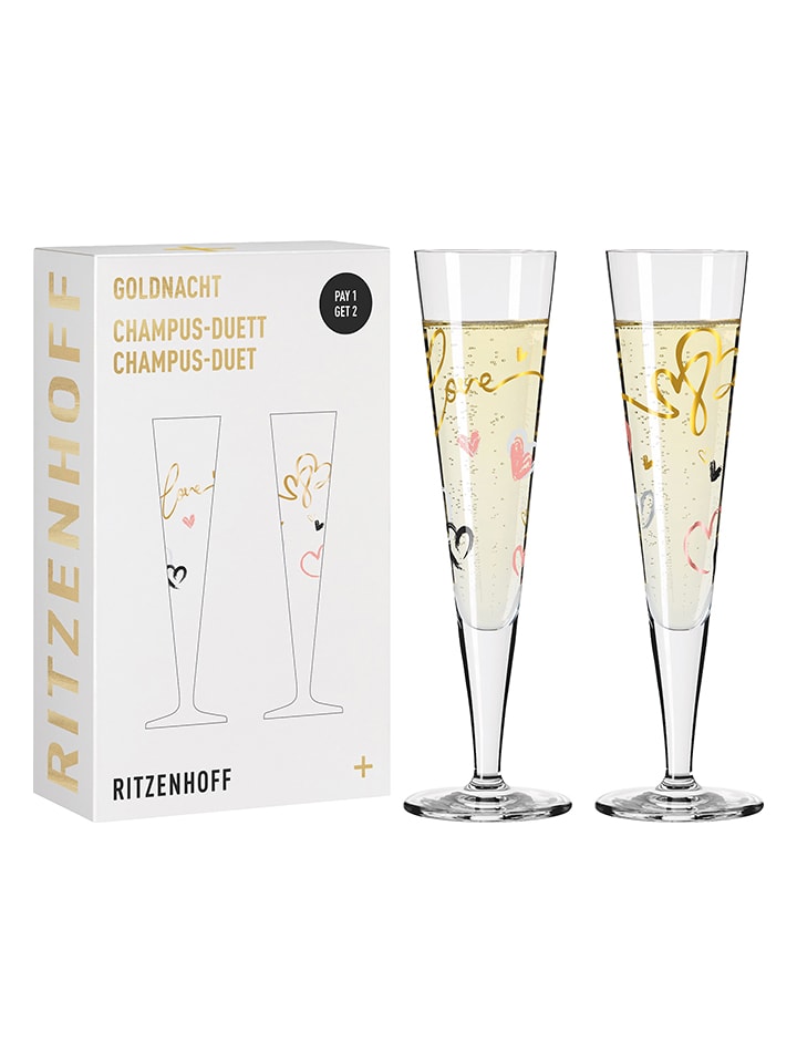Shilling Teleurstelling Jabeth Wilson RITZENHOFF 2-delige set: champagneglazen "Gouden Nacht - C.Oliveira" - 205  ml goedkoop kopen | limango