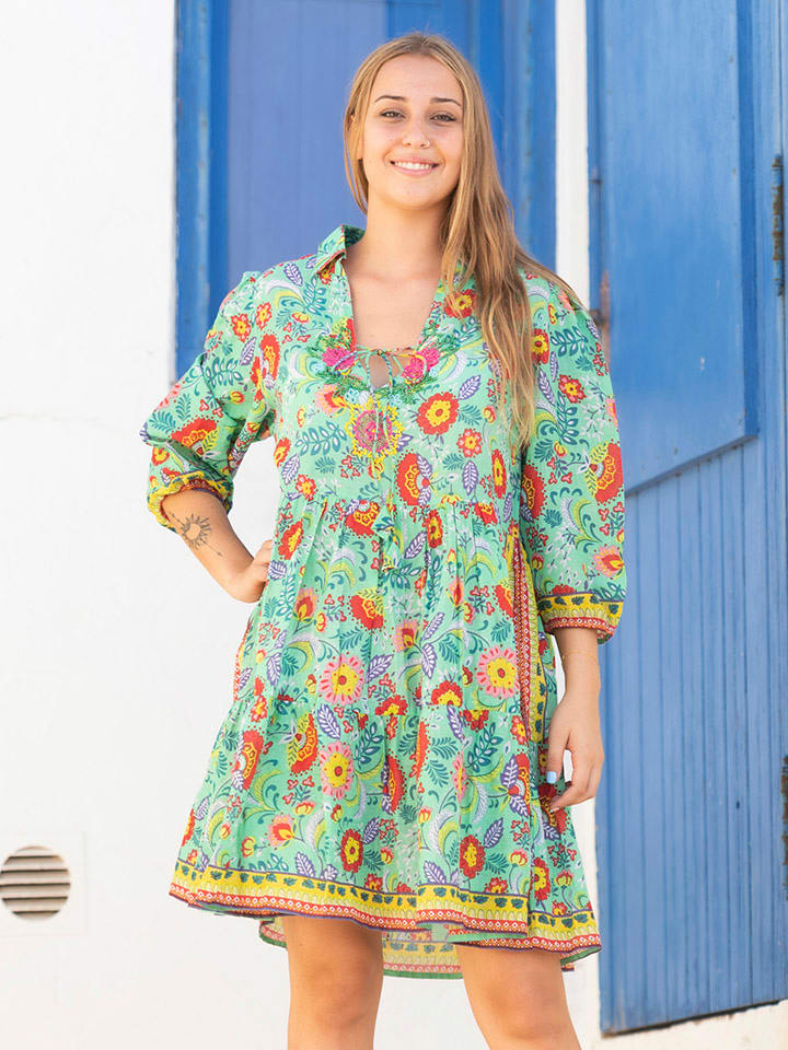 Isla Bonita by SIGRIS Jurk groen meerkleurig goedkoop kopen limango