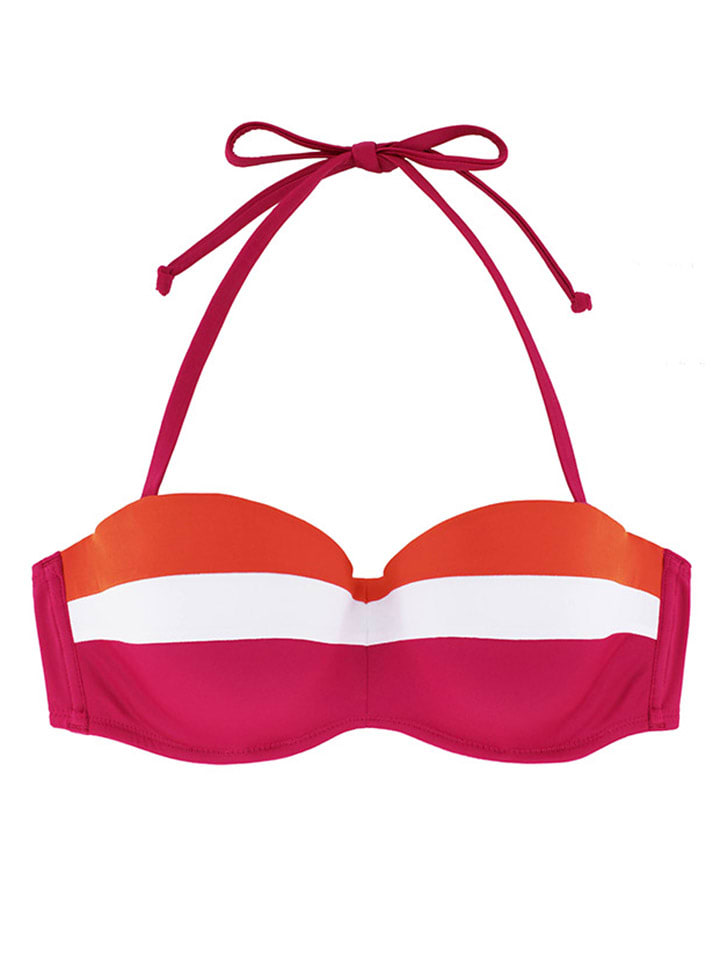 Biustonosz bikini "Lawaki" w kolorze różowo-biało-pomarańczowym