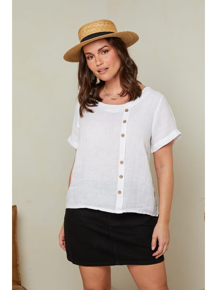 Leinen-Shirt in Weiß