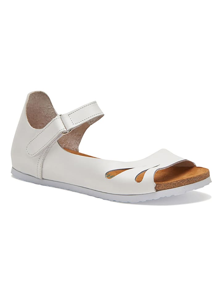 Witte clearance leren sandalen
