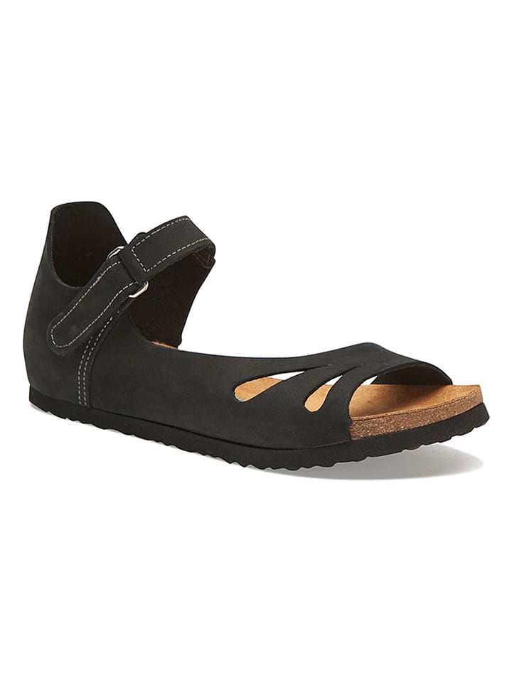 Leder-Sandalen in Anthrazit