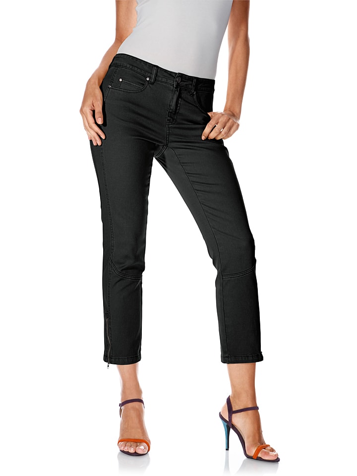 Jeans-Caprihose in Schwarz
