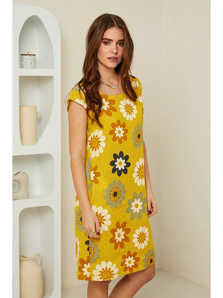 verzending Voorafgaan Identificeren Rodier Lin Linnen jurk geel goedkoop kopen | limango