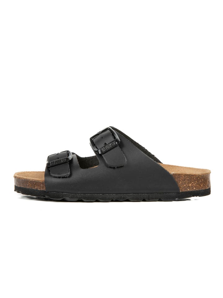 Leren slippers zwart