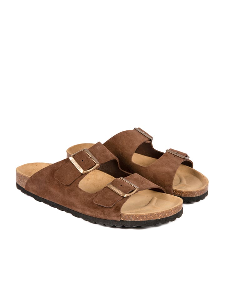 Leren slippers bruin