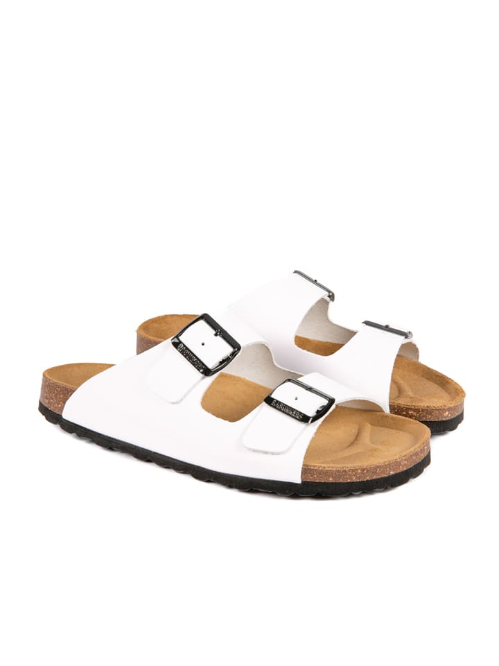 Leder-Pantoletten in Weiß