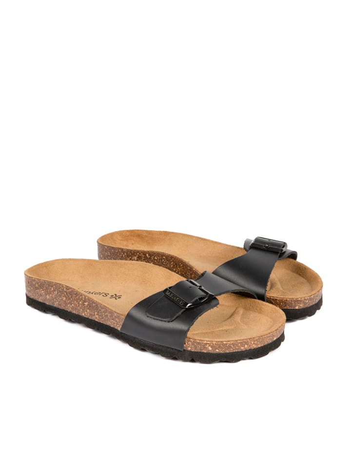 Leder-Pantoletten in Schwarz