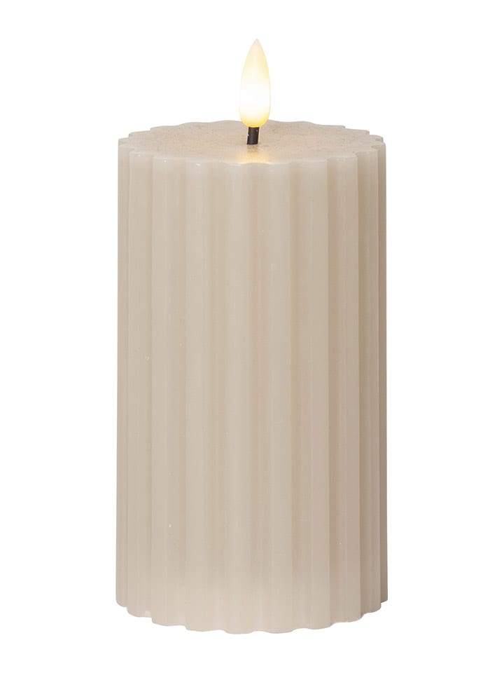 Świeca LED "Flame Stripe" w kolorze beżowym - wys. 15 cm