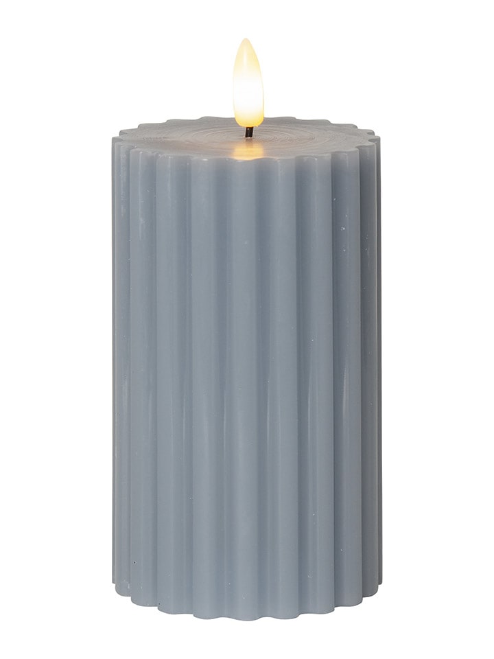 LED-Wachskerze "Flamme Stripe" in Blau - (H)15 cm