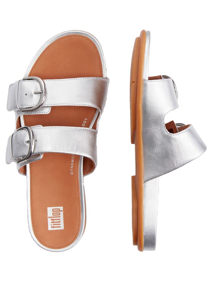 fitflop Leren slippers zilverkleurig goedkoop kopen | limango