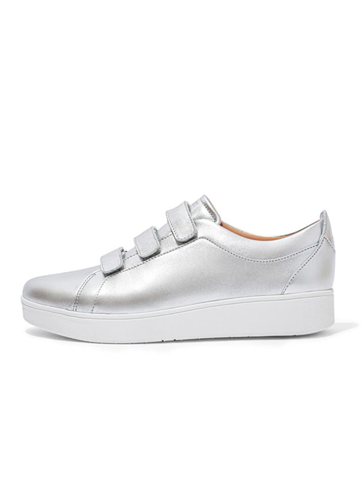 Skórzane sneakersy w kolorze srebrnym