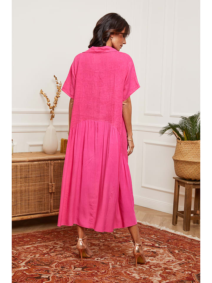 Roze linnen jurk sale