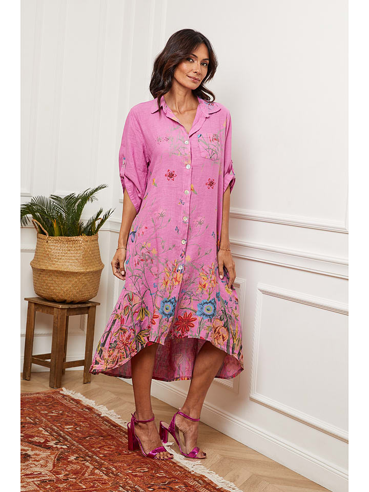 Leinen-Kleid "Faroudja" in Pink
