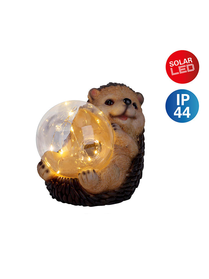 LED-Solarleuchte "Igel" in Hellbraun - (B)14,5 x (H)17 x (T)12 cm