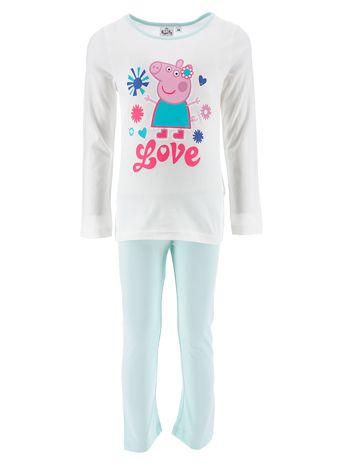Pyjama in Weiß/ Hellblau