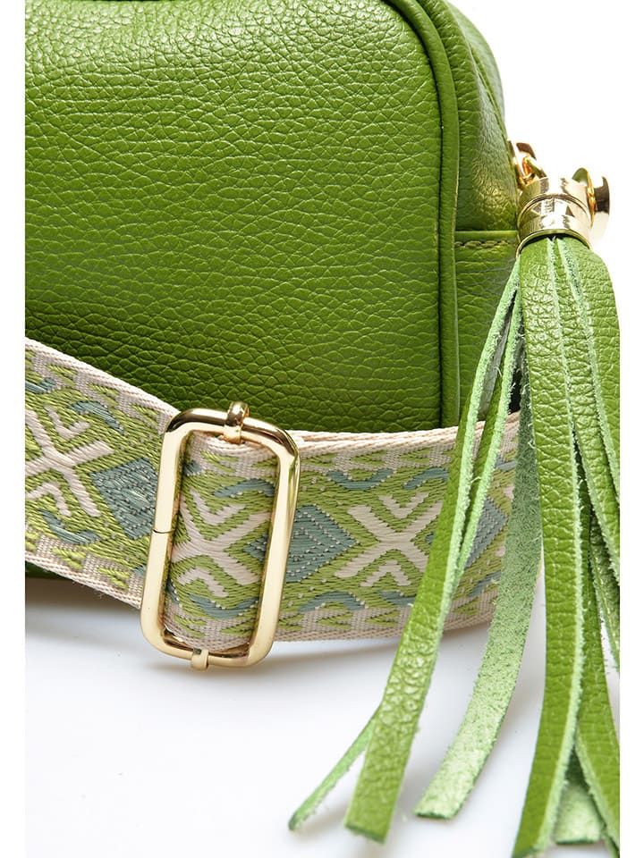 Luisa Vannini Leren schoudertas groen B 15 x H 21 x D 6 5 cm