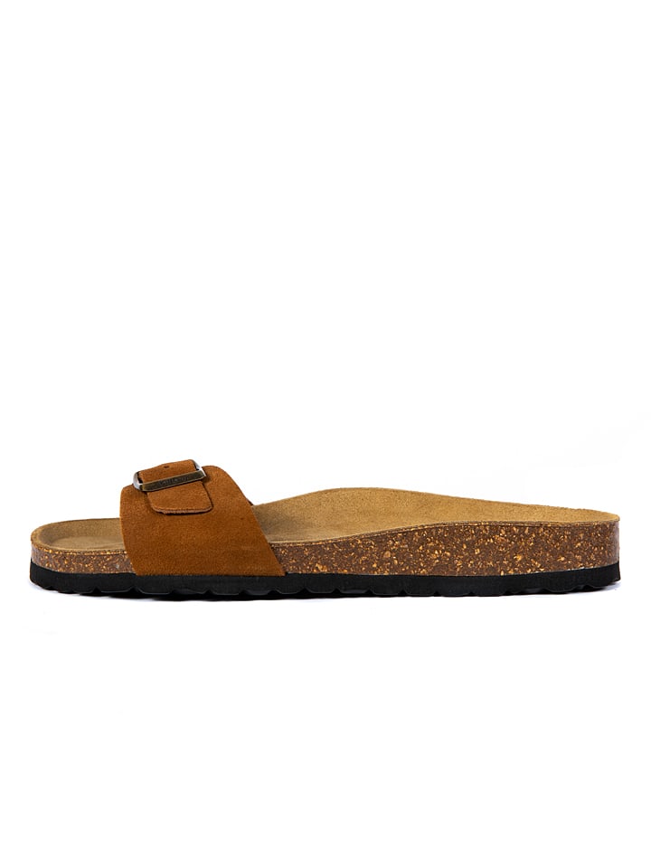 billowy Leren slippers bruin goedkoop kopen limango