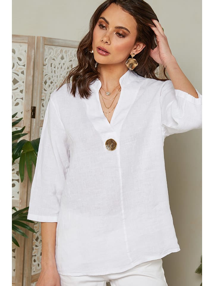 Leinen-Bluse in Weiß