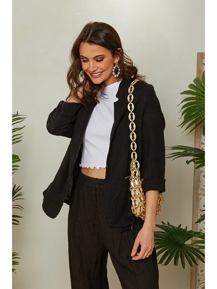 Linnen blazer zwart