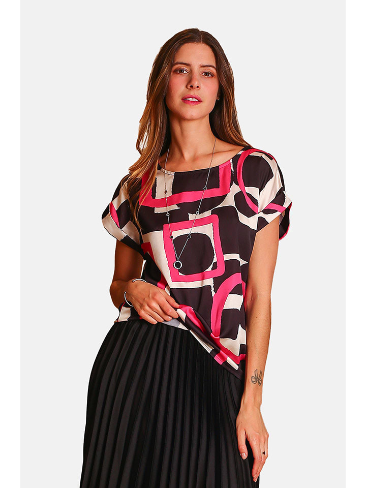 Bluse in Pink/ Schwarz
