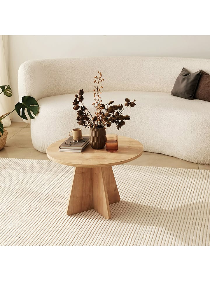 Salontafel "Mushroom" eikenhoutkleurig - (H)40 x Ø 60 cm