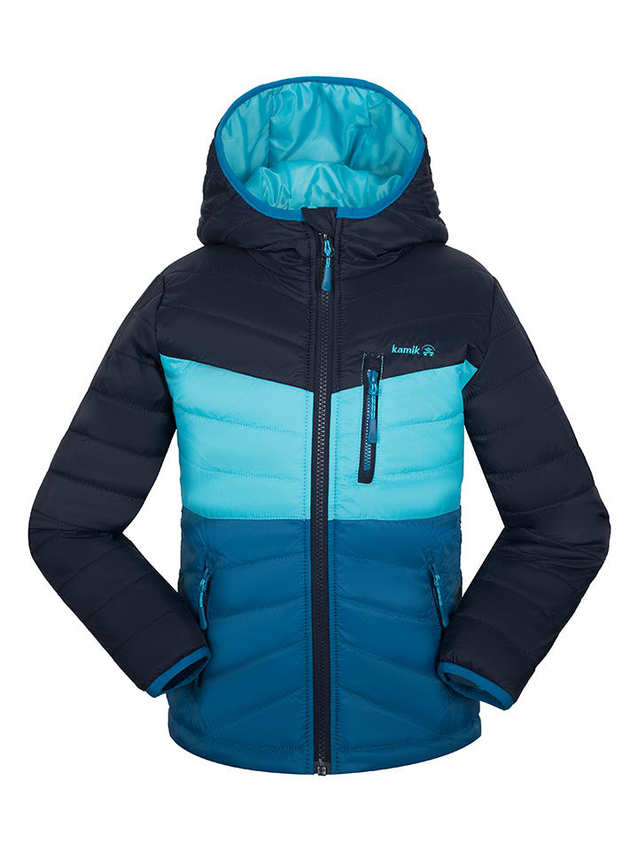 Dunne doorgestikte 4-seizoensjas "Harley" donkerblauw/blauw/lichtblauw