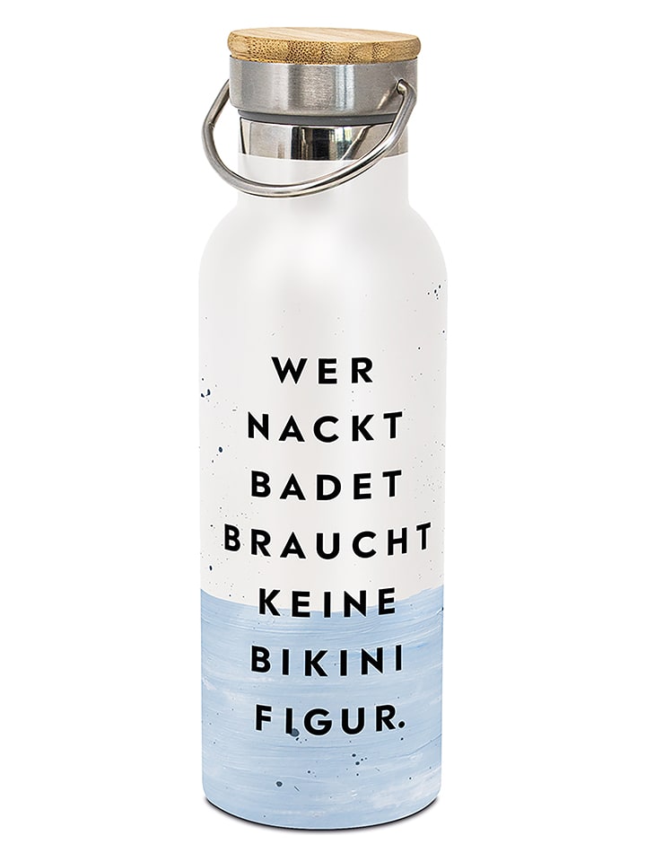 Roestvrijstalen isoleerfles "Bikinifigur" wit/lichtblauw - 500 ml