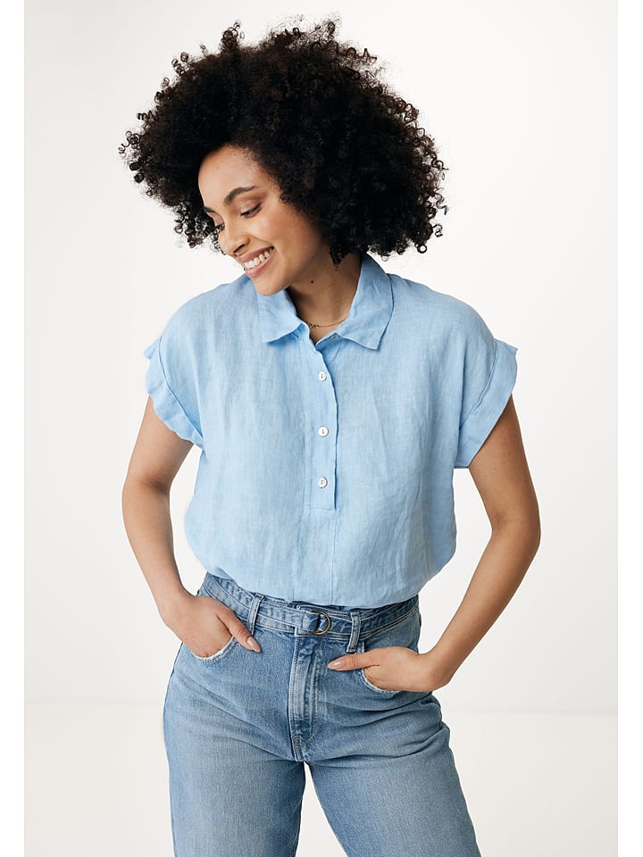 Mexx Leinenbluse in Hellblau günstig kaufen