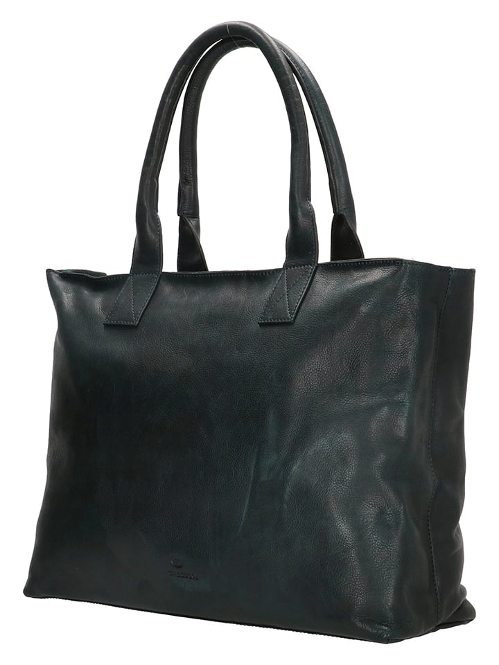 Leder-Schultertasche in Schwarz - (B)53 x (H)33 x (T)14 cm