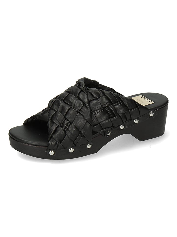 Leder-Clogs "Sina 2" in Schwarz