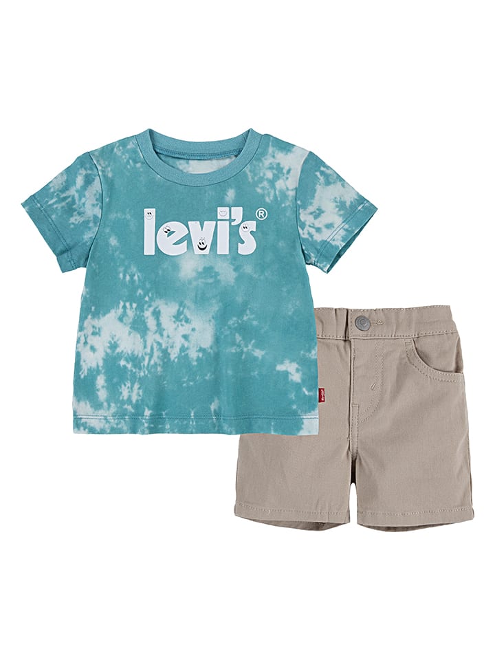 2-delige outfit bruin/blauw
