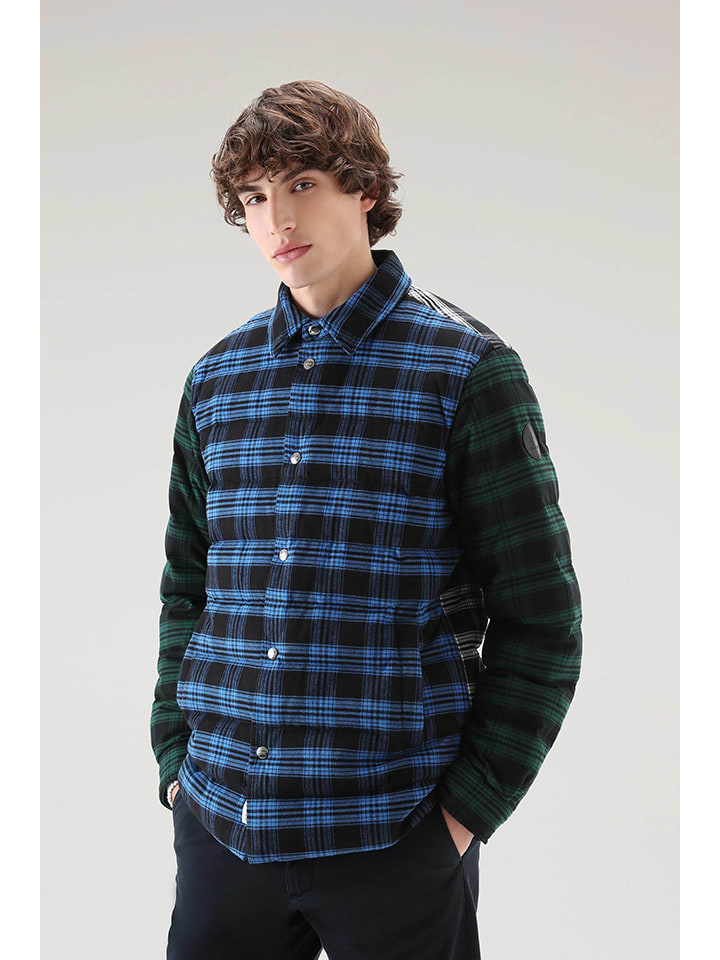 Donsjas "Check" blauw/meerkleurig