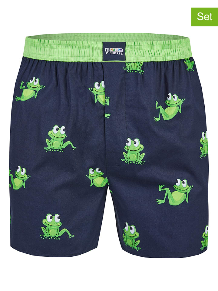 2-delige set: boxershorts donkerblauw/groen