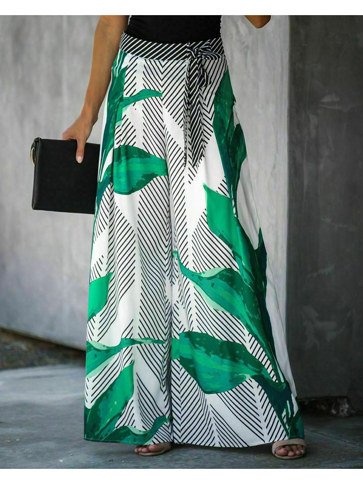 Marlenehose in Grau/ Grün