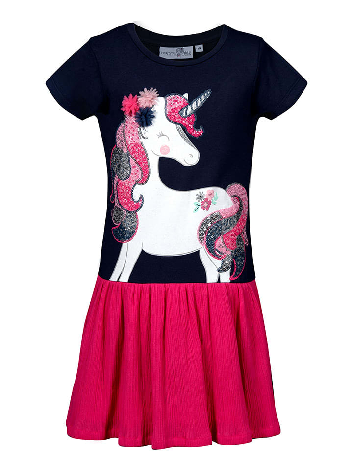 Jurk roze/donkerblauw